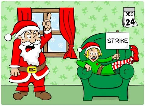 Christmas elf on strike Stock-Illustration