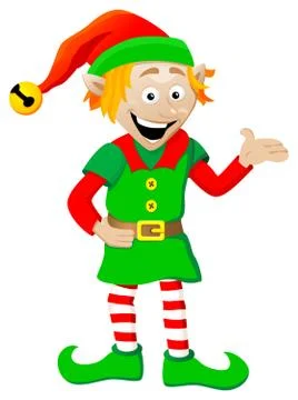Christmas elf on white background Illustrazione stock