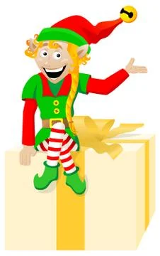 Christmas elf on white background Stock Illustration