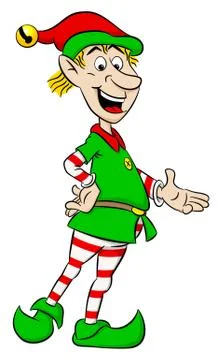 Christmas elf on white background Stock Illustration