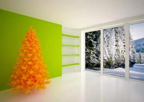 Christmas Empty interior Stock Illustration