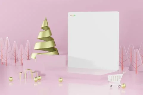 Christmas empty template podium mockup Stock Illustration