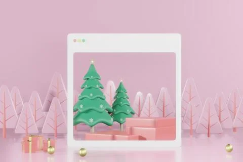 Christmas empty template podium mockup Stock Illustration
