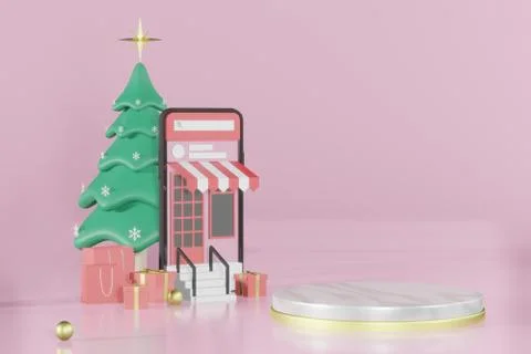 Christmas empty template podium mockup Stock Illustration