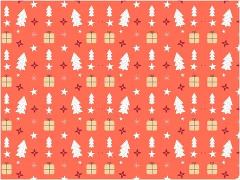 Christmas endless pattern with star, pine tree, and gift box vector Stock Illustration