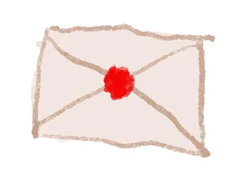 Christmas Envelope vector crayon illustration. festive seasonal elements in.. Illustrazione stock
