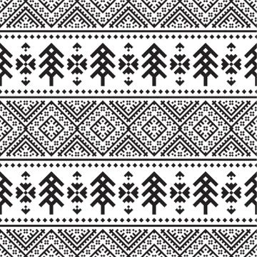 Christmas Ethnic pattern on white background Illustrazione stock
