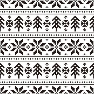 Christmas Ethnic pattern on white background. Ornament. Border. Seamless sample Illustrazione stock