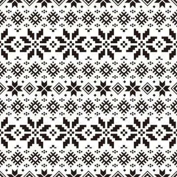 Christmas Ethnic pattern on white background. Ornament. Border. Seamless sample Stock Illustration