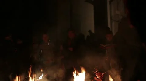 Christmas eve fire Video stock 18192296