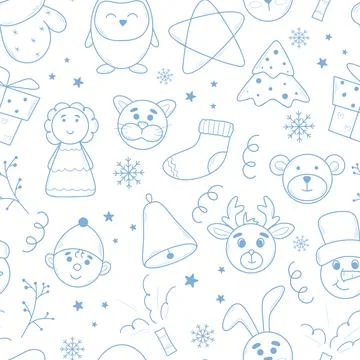 Christmas eve seamless doodle pattern Stock Illustration