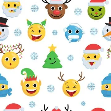Christmas faces with different emotions endless texture Stock Illustration