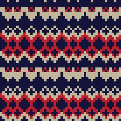 Christmas Fair Isle Seamless Pattern Background Stock Illustration