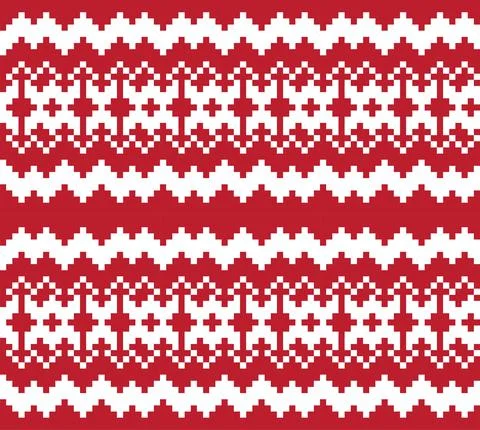 Christmas Fair Isle Seamless Pattern Background Stock Illustration