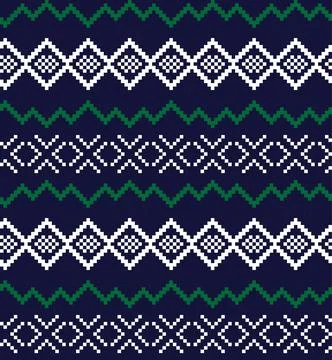 Christmas Fair Isle Seamless Pattern Background Stock Illustration