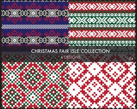 Christmas Fair Isle Seamless Pattern Collection Stock Illustration