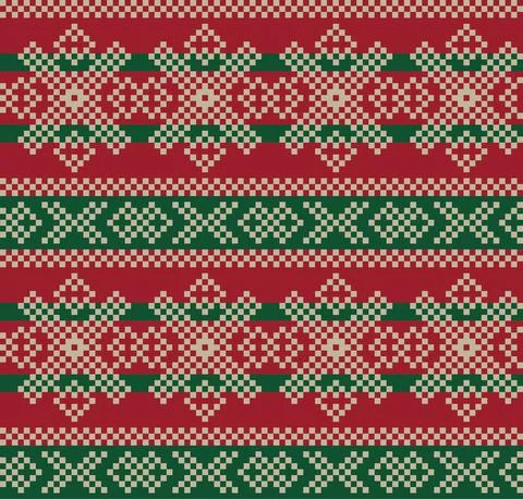 Christmas Fair Isle Seamless Pattern Background Stock Illustration