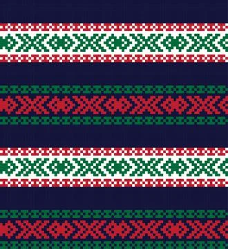 Christmas Fair Isle Seamless Pattern Background Stock Illustration
