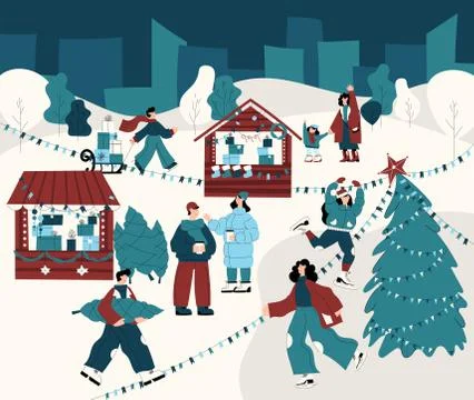 Christmas fair vector illustration Stock Illustration