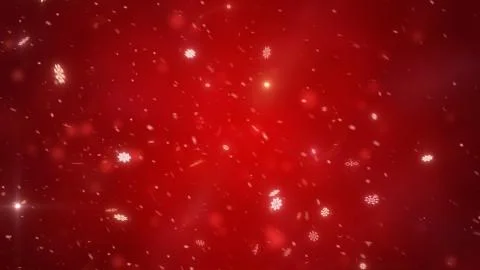 Christmas falling magic snow on a red background. Winter storm illustration with Stock Photos