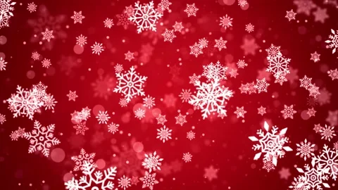 Christmas falling snow Snowflake on loop Red 4k background. Stock Footage 139727915