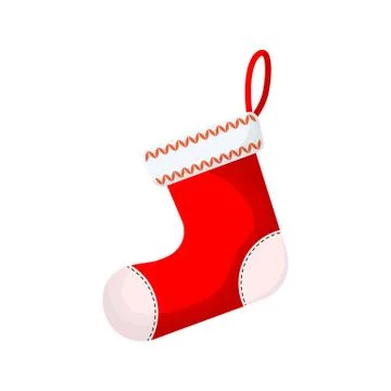 Christmas felt boot isolated. Vector illustration Stock Illustration