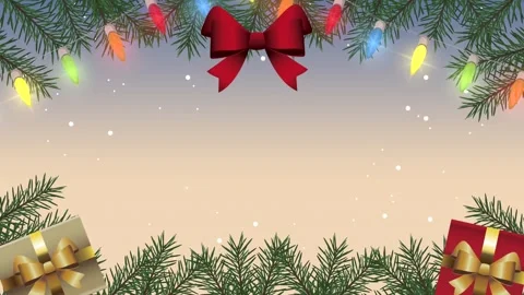 Christmas festive background with pine tree branches ornaments and colorful.. Stock Footage 333355527