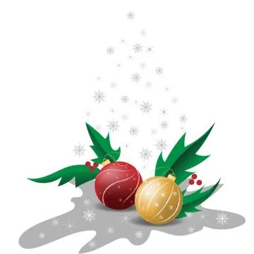 Christmas festive composition with balls and holly for the New Year holidays Stock Illustration