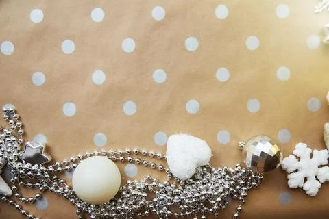 Christmas festive decorations background on basic classic pattern, place for Stock Photos