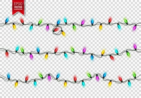 Christmas Festive Lights. Decorative Glowing Garland Isolated on Background Stock Illustration