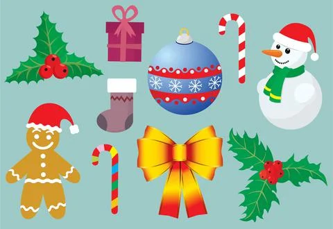 Christmas festive vector set Stock Illustration