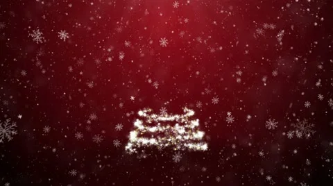 Christmas fir-tree and falling snowflakes with stars Stock Footage 12601997