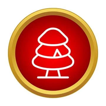 Christmas fir tree icon button for holiday design Stock Illustration