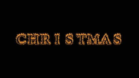 Christmas fire text effect black background Stock Footage 136245558