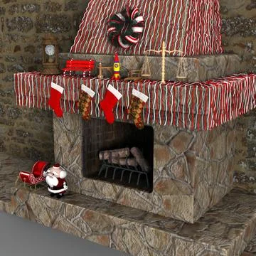 Christmas Fireplace 3D Model