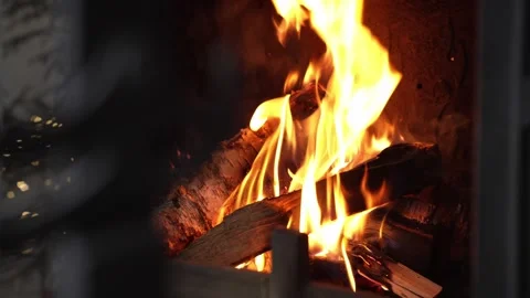 Christmas Fireplace Background With Tree And Lights Reflected In Glass Stock Footage 346056778