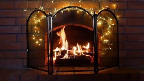 Christmas Fireplace Vídeo Stock 98924873
