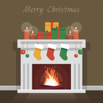 Christmas fireplace Stock Illustration