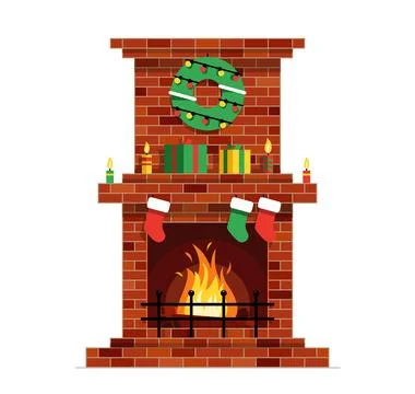 Christmas fireplace Stock Illustration