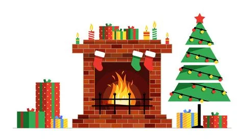 Christmas fireplace Stock Illustration