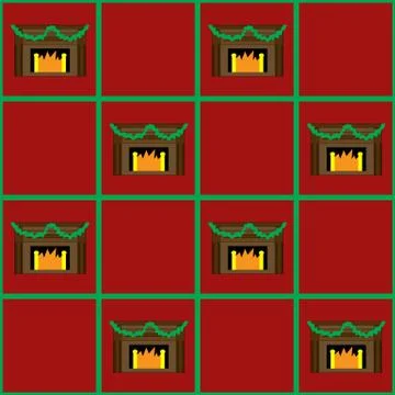 Christmas fireplace seamless 库存插图