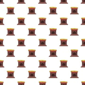 Christmas fireplace seamless pattern with festive stockings hanging イラスト素材