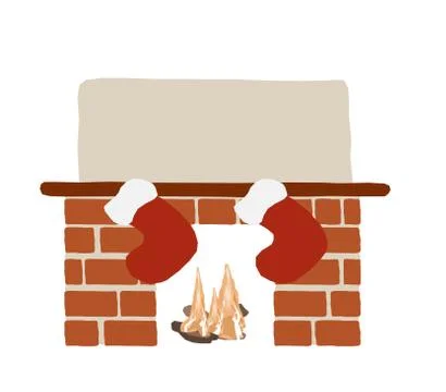 Christmas fireplace with socks 스톡 일러스트