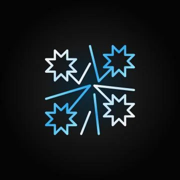 Christmas Firework blue line vector icon on dark background Stock Illustration