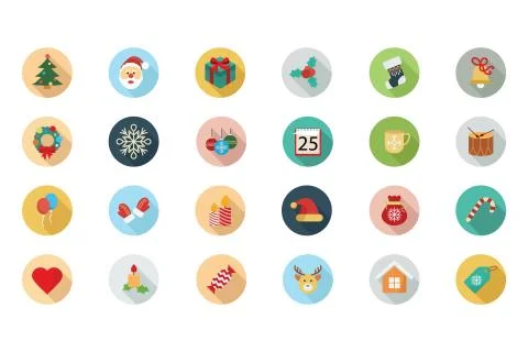 Christmas Flat Colored Icons Stock Illustration