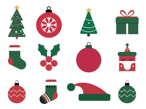 Christmas Flat icon set vector on white background Stock-Illustration