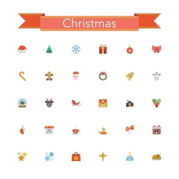 Christmas Flat Icons Stock Illustration