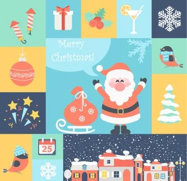 Christmas flat icons set. Stock-Illustration