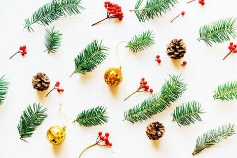 Christmas flat lay. Stock Photos