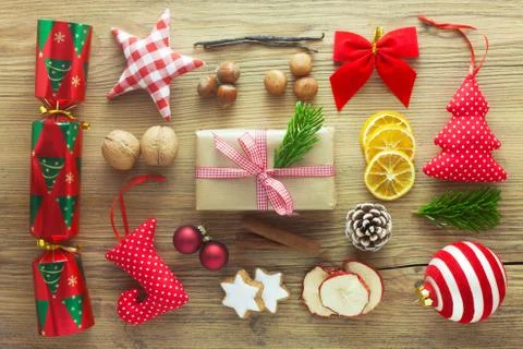 Christmas Flat Lay Stock Photos